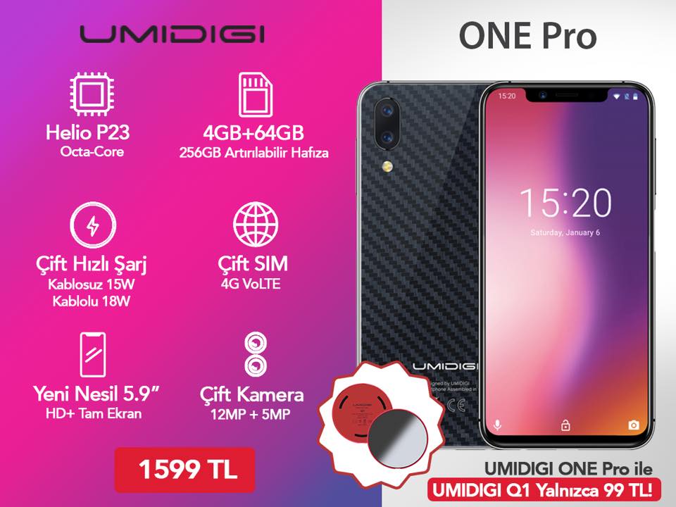 UMIDIGI Türkiye'de resmi satışa Z2 Pro, ONE Pro, A3 Pro ile başlamış.