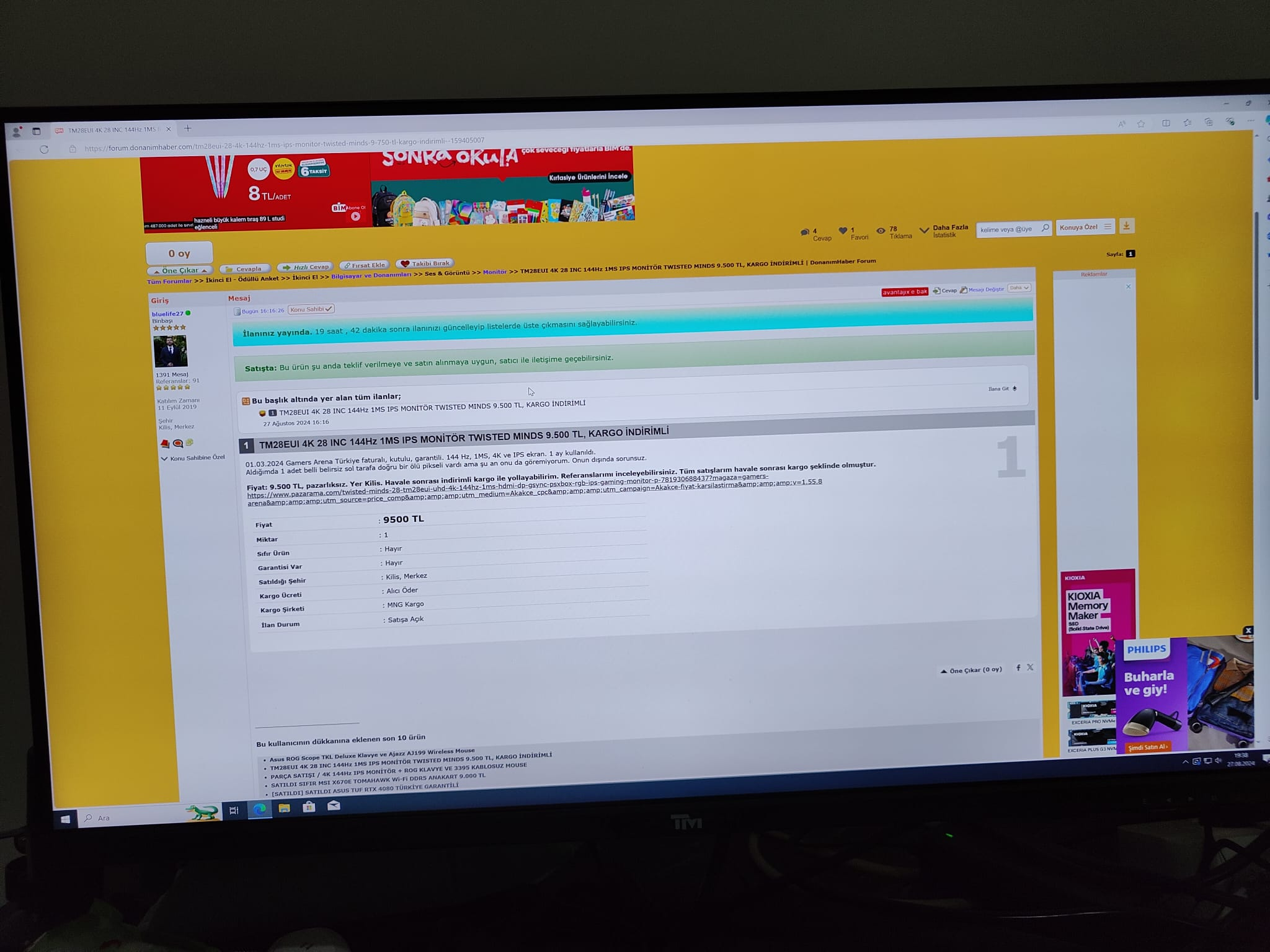 [SATILDI] TM28EUI 4K 28 INC 144Hz 1MS IPS MONİTÖR TWISTED MINDS Forum Dışı Anlaşıldı