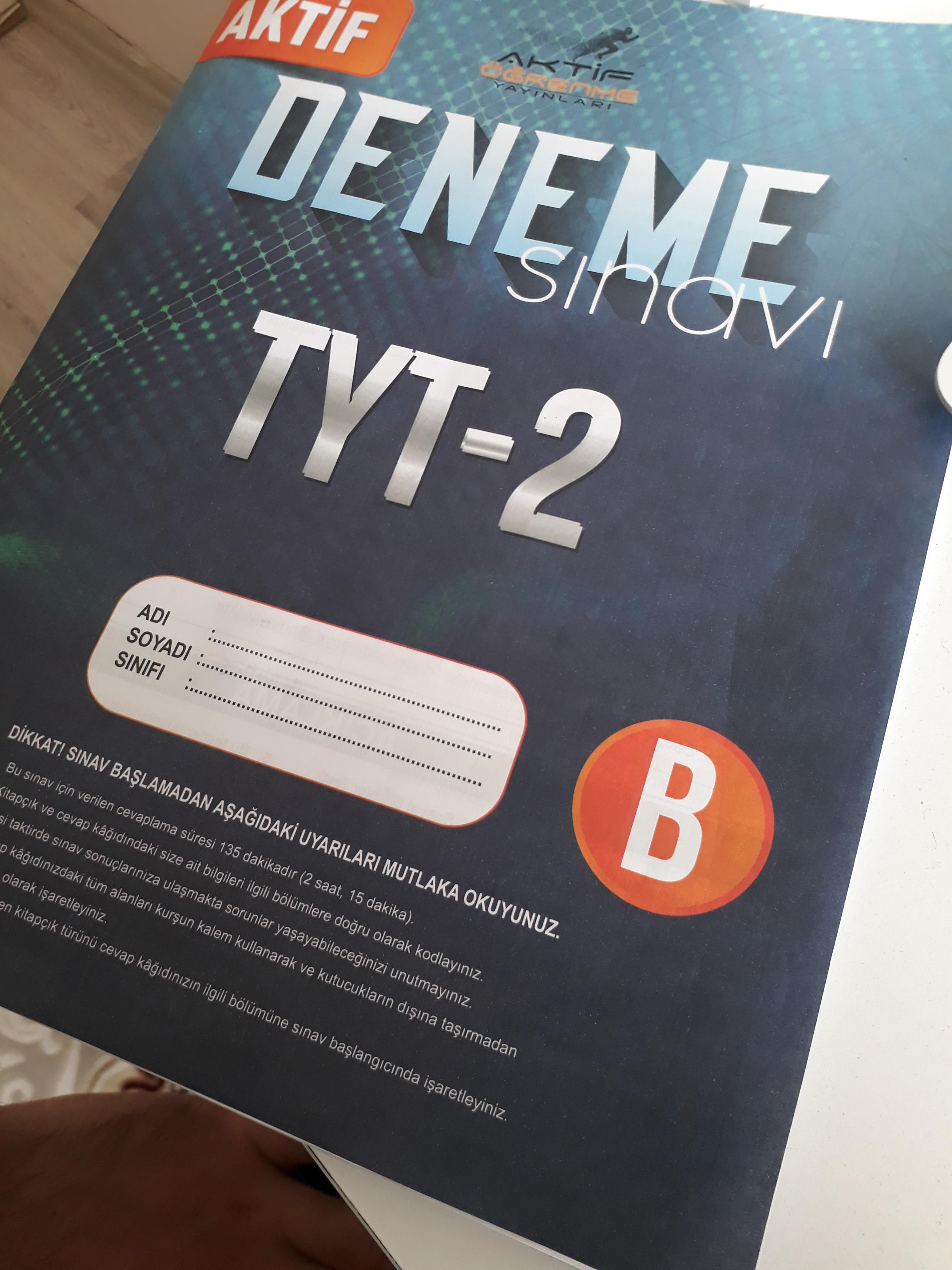 Aktif öğrenme Yayınları TYT 2 Deneme Sınavı. | DonanımHaber Forum