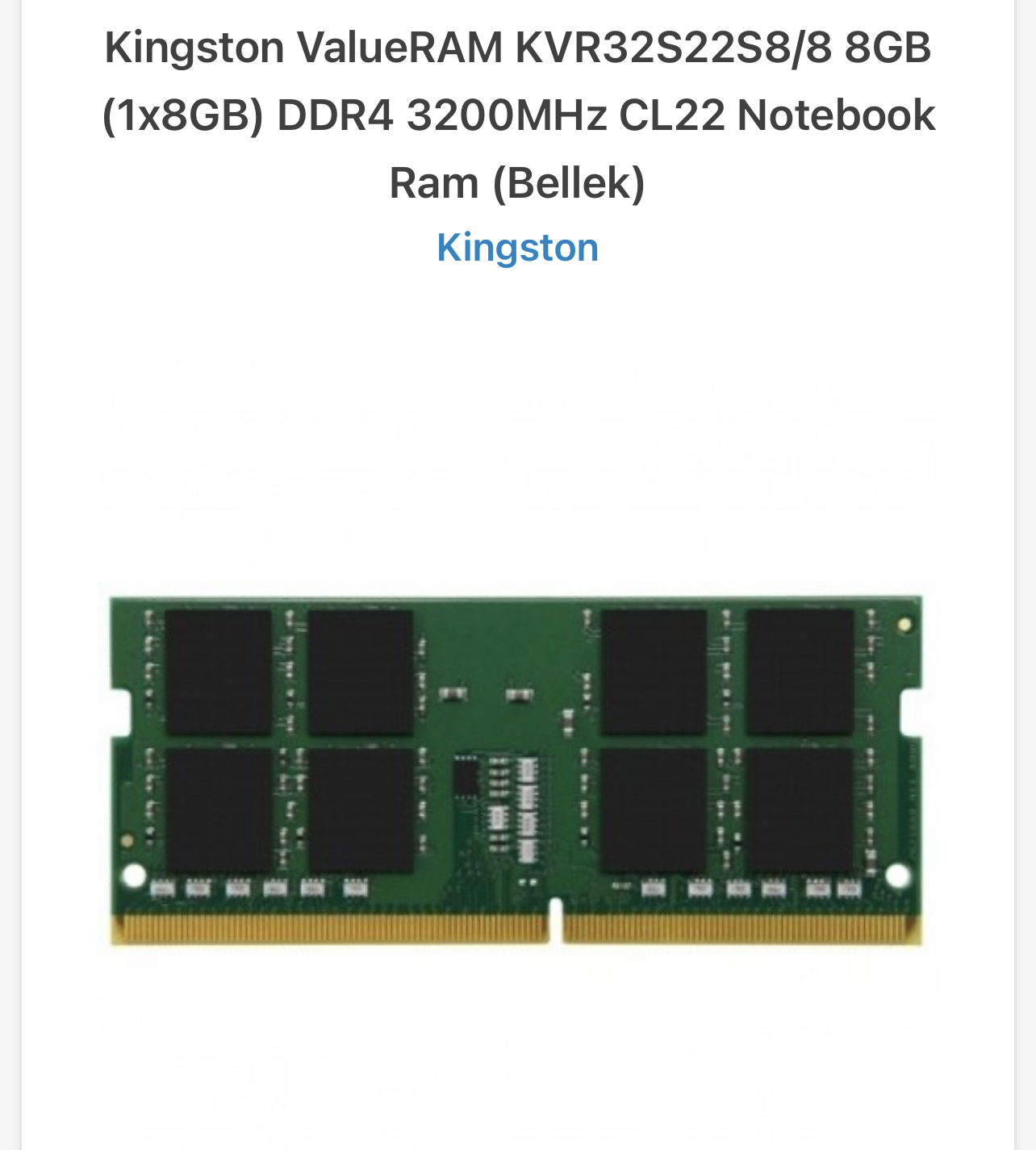 Satılık 4x Kingston KVR32S22S8/8 8GB (1x8GB) DDR4 3200MHz 400 tl ...