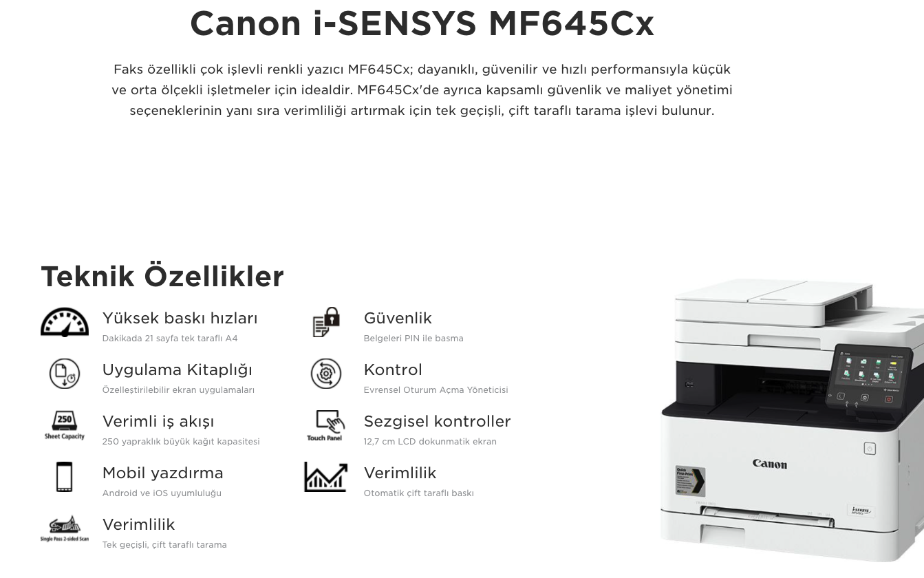 SIFIR - Canon MF645Cx Renkli Lazer Yazıcı/ Fotokopi + Tarama + Faks/Wifi |  DonanımHaber Forum