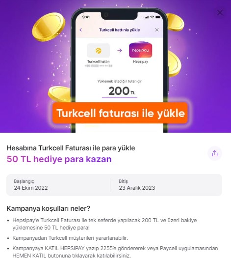 Hepsipay E Turkcell Faturas Yla Tl Y Kle Tl Kazan Donan Mhaber